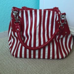 Red and white travel bag